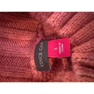 Coral Vince Camuto cable knit open weave mock neck sweater NWT